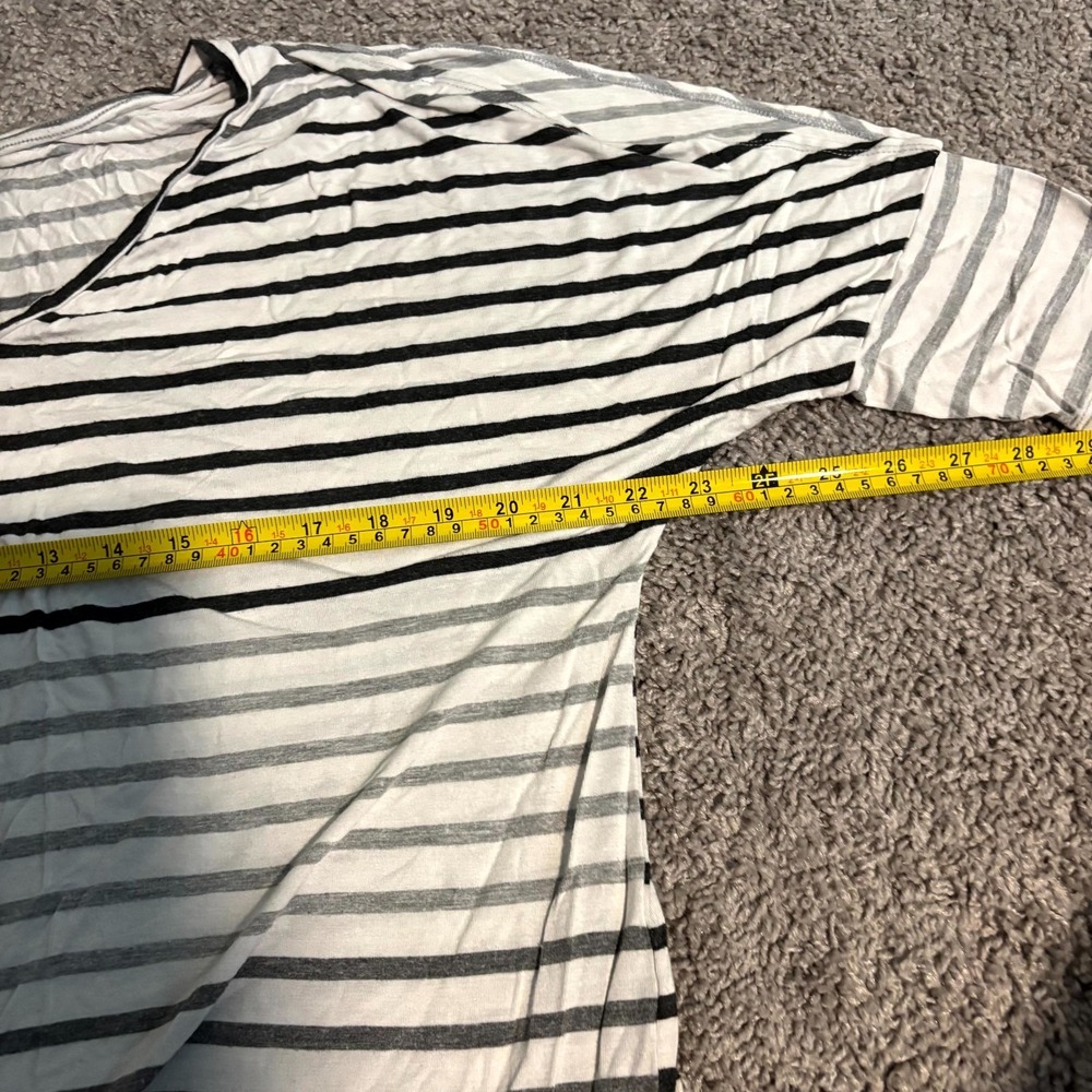 Mossimo Womens XXL Striped Tie Front Top Black White Dolman Sleeve V Neck - Picture 5 of 6